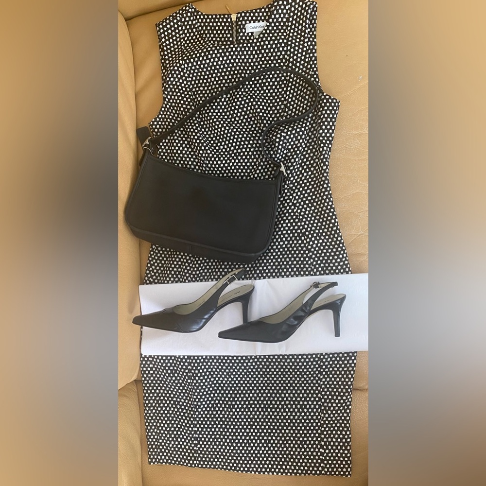 Calvin Klein Black & White Shift Career Dress, size 8. - Picture 4 of 7